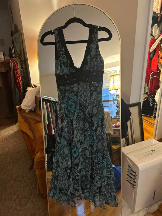 Arden B silk blue floral dress 01508N