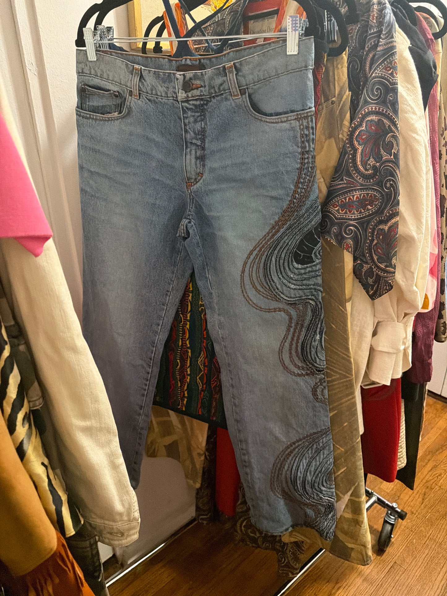 Roberto Cavalli embroidered jeans JM 30B ￼