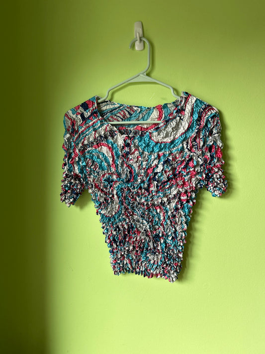 scrunchie abstract print top
