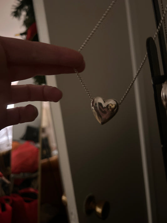 Puff heart necklace sterling silver with 18 K gold accent 01501O