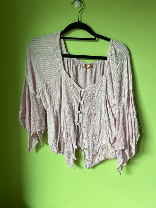 Purple fairy top with eyelet and beading