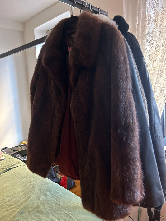 Dyed brown nutria fur jacket
