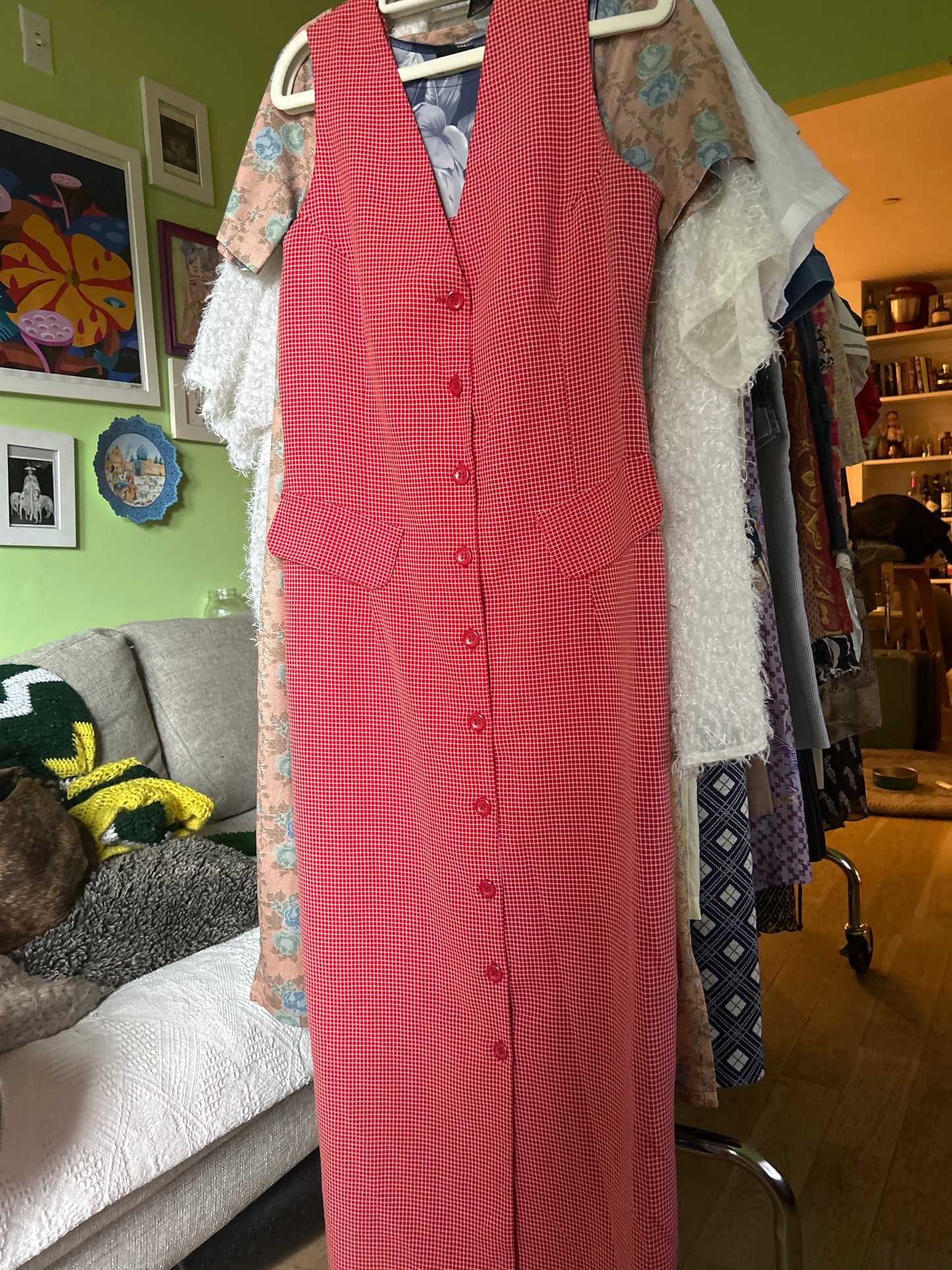 Red white sleeveless dress