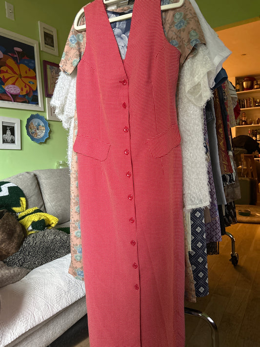 Red white sleeveless dress