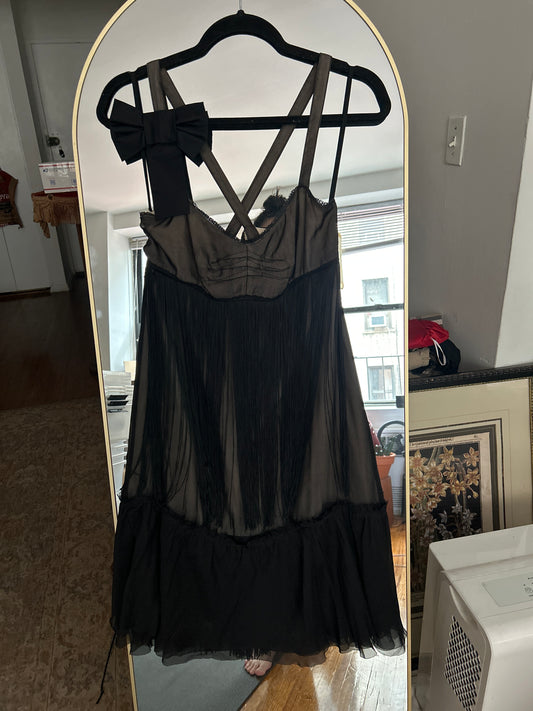 D&G fringed mini dress with bow