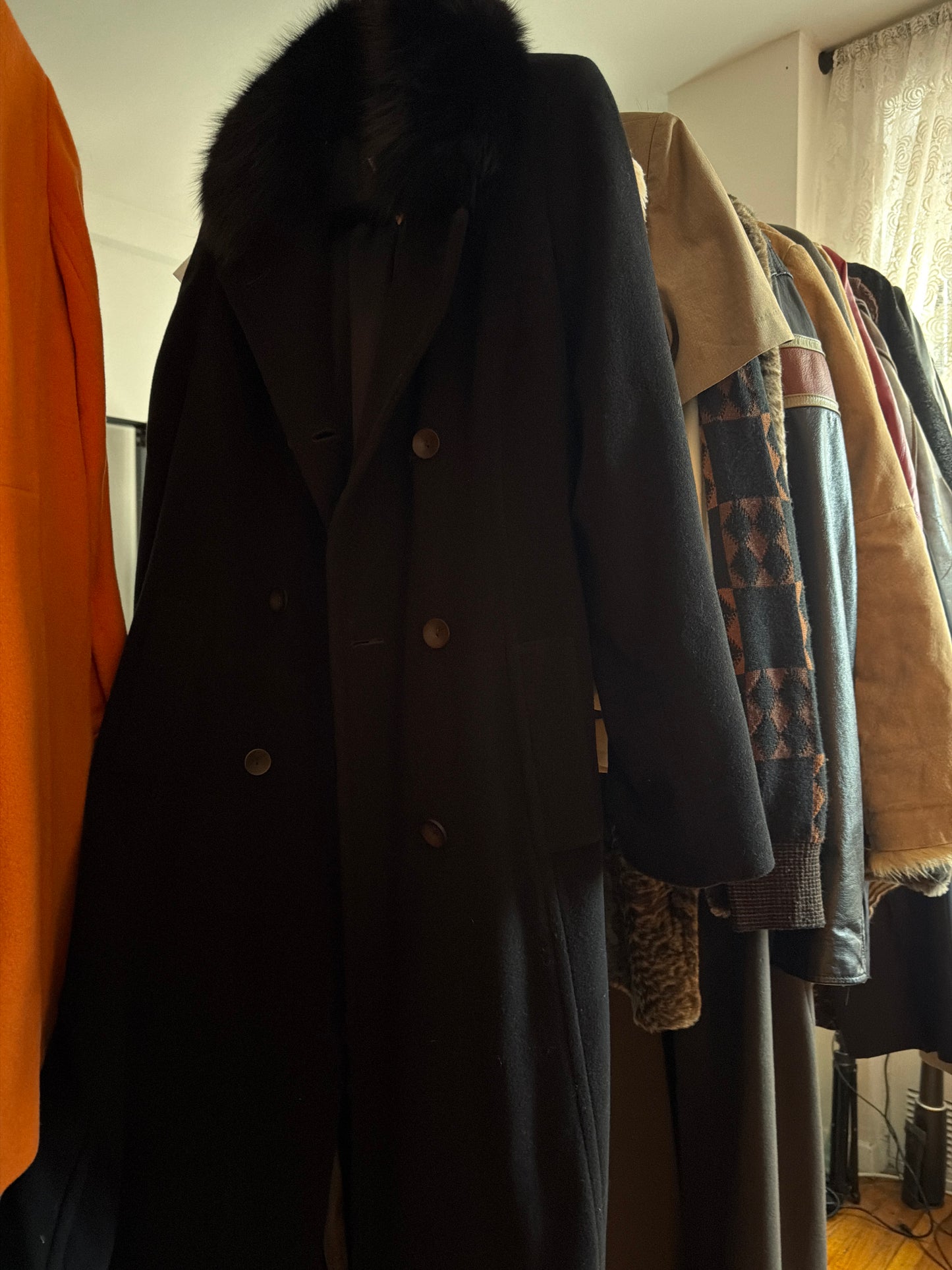 Marvin Richards black jacket with fox fur collar
