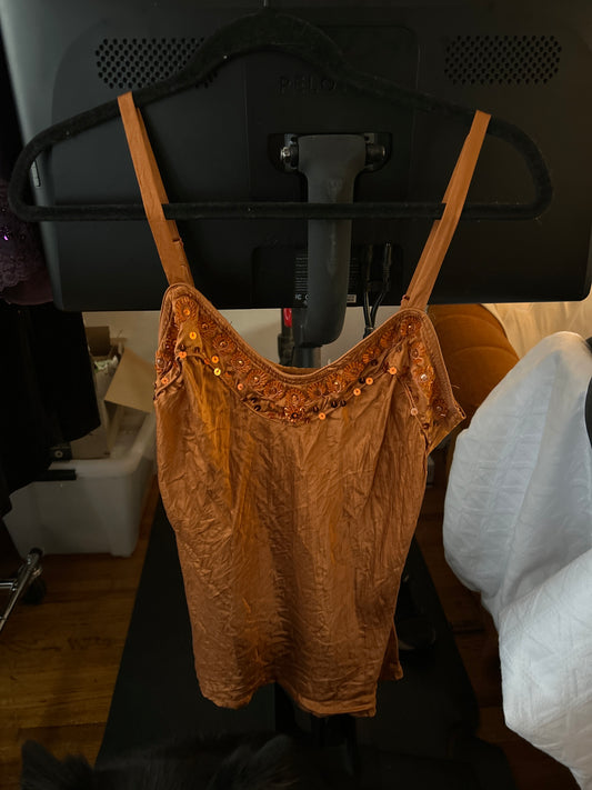 Orange sequin tank