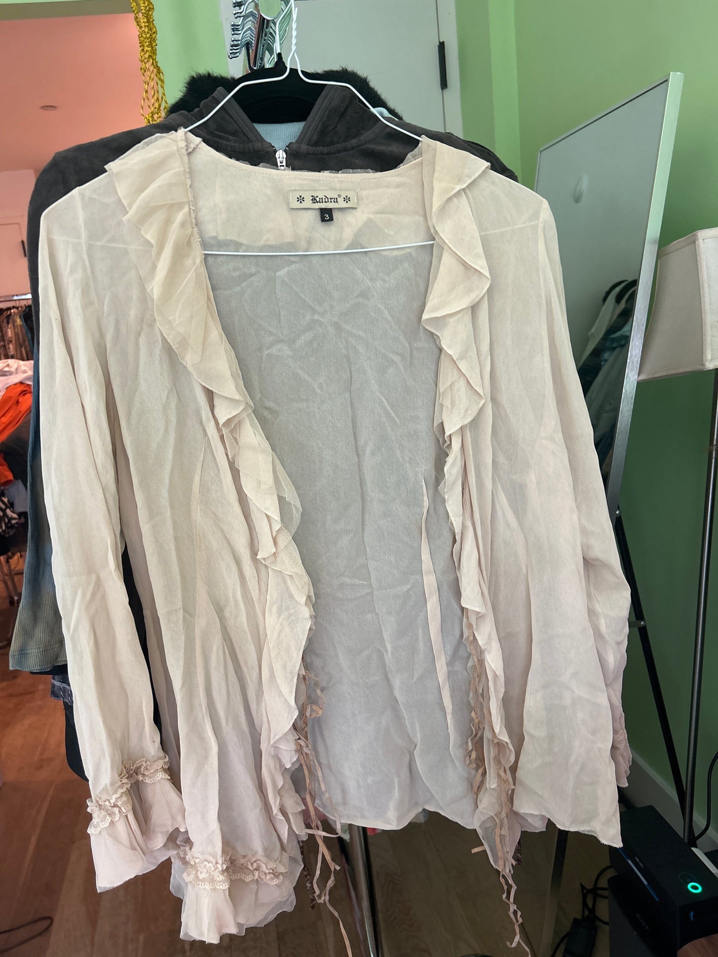 Sheer ruffled cardigan