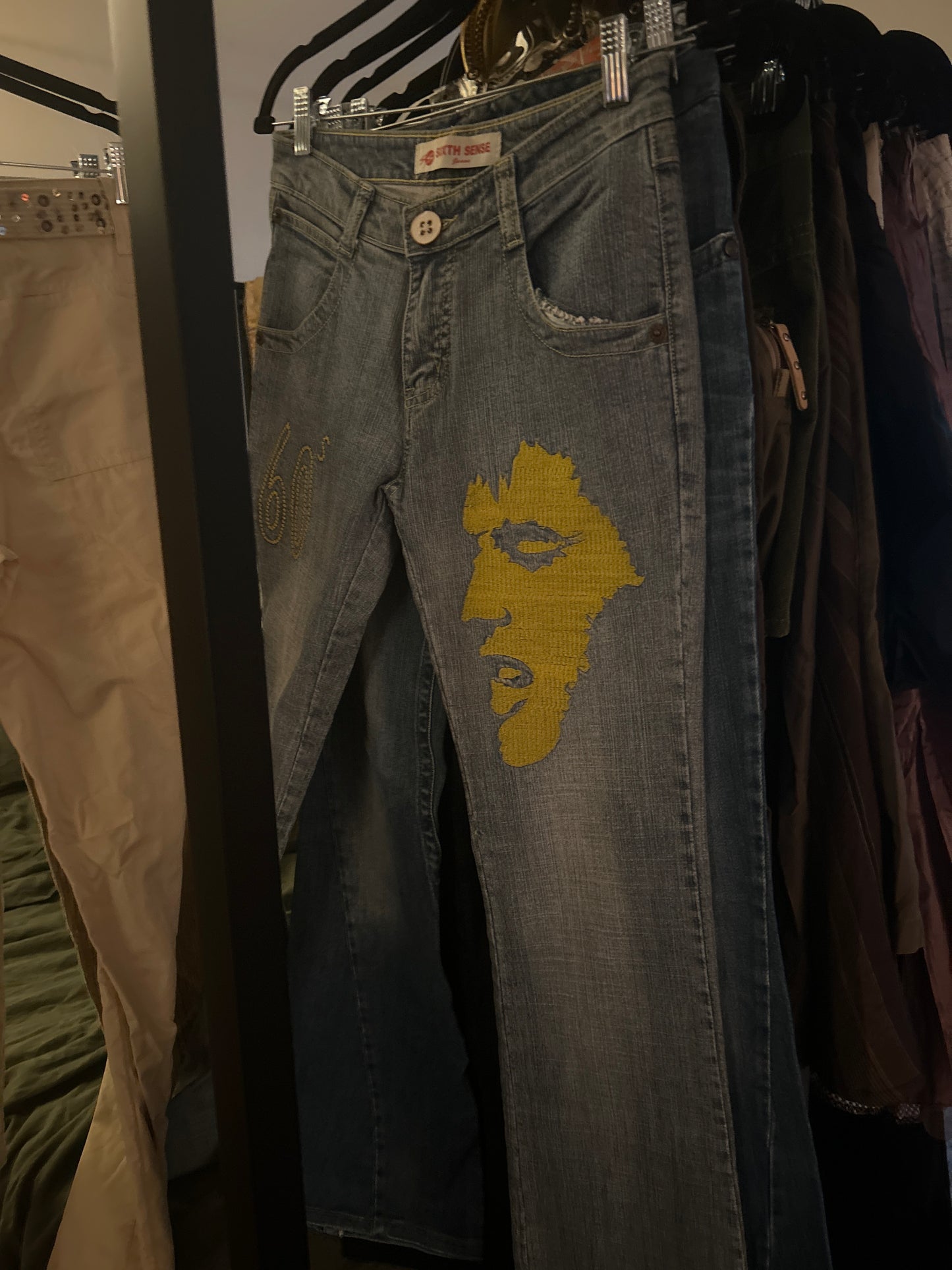 Sixth sense embroidered Elvis jeans