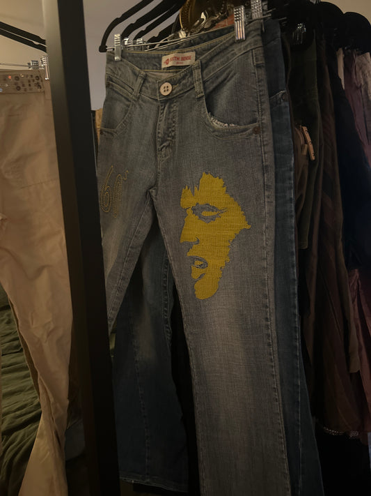 Sixth sense embroidered Elvis jeans
