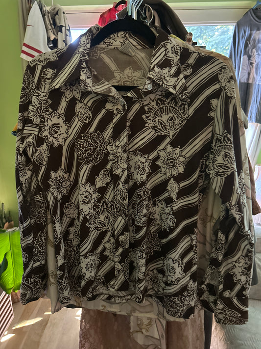 Brown and white 70s top