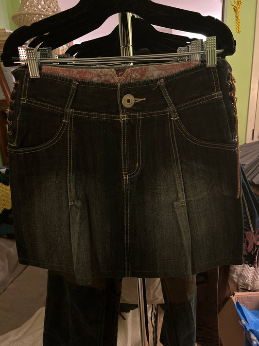 Bloom dark denim skirt w side tie