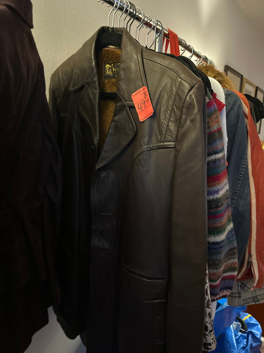 Brown lined leather jacket