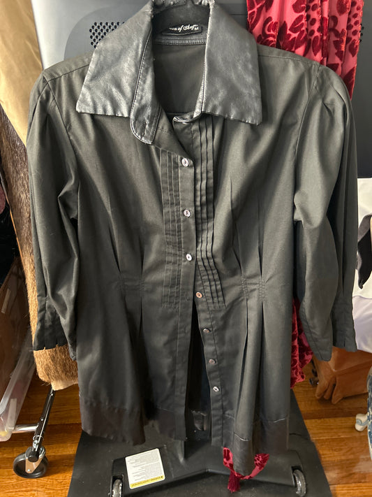 JM black blouse with leather trim 219