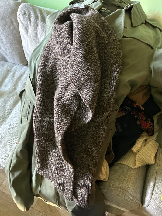 Wool knit scarf brown/gray