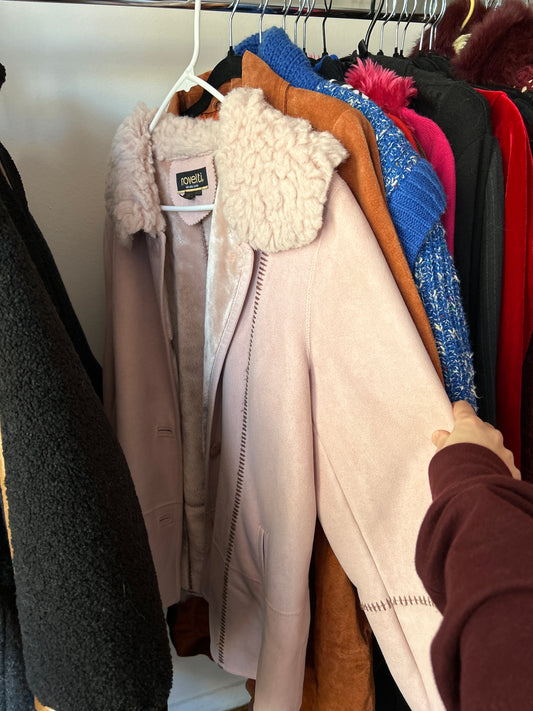 Pink faux suede coat