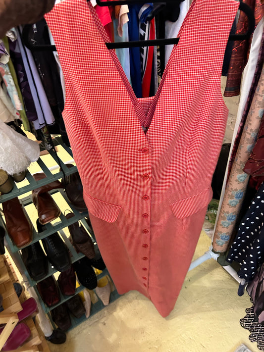 Red button up dress