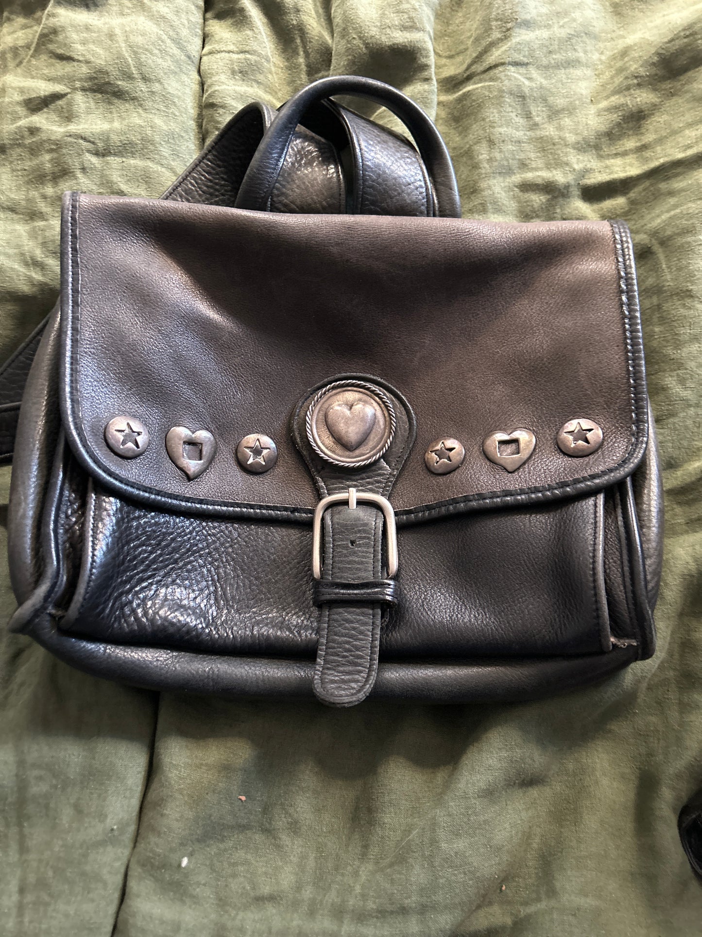 Cal leather / brass backpack