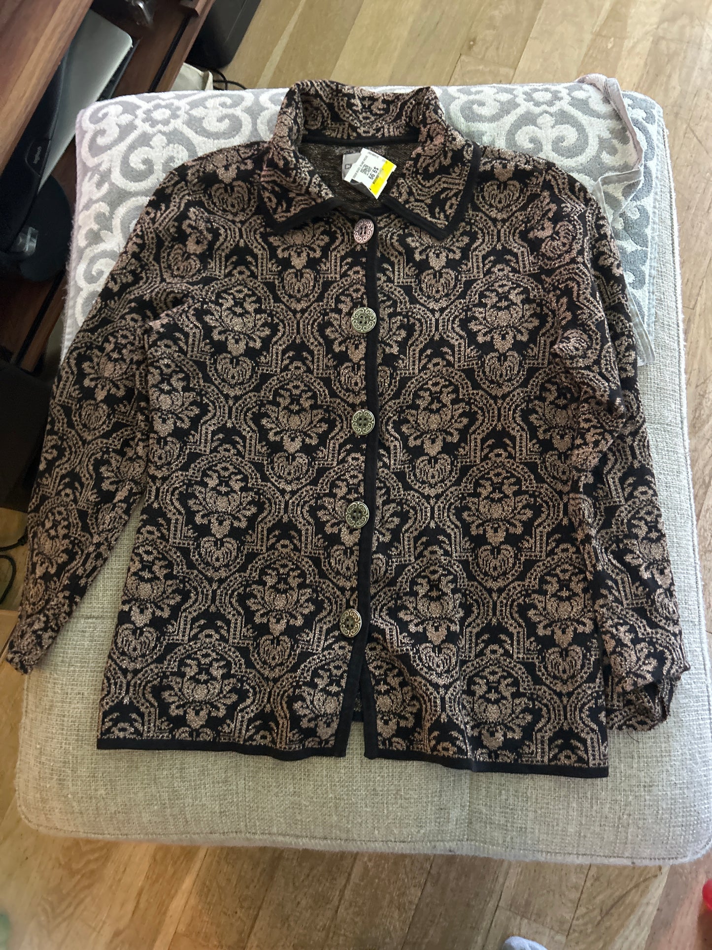 Chicos glittery black and brown cardigan