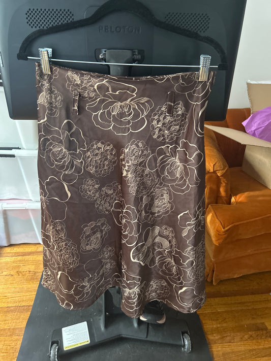 Brown floral print skirt