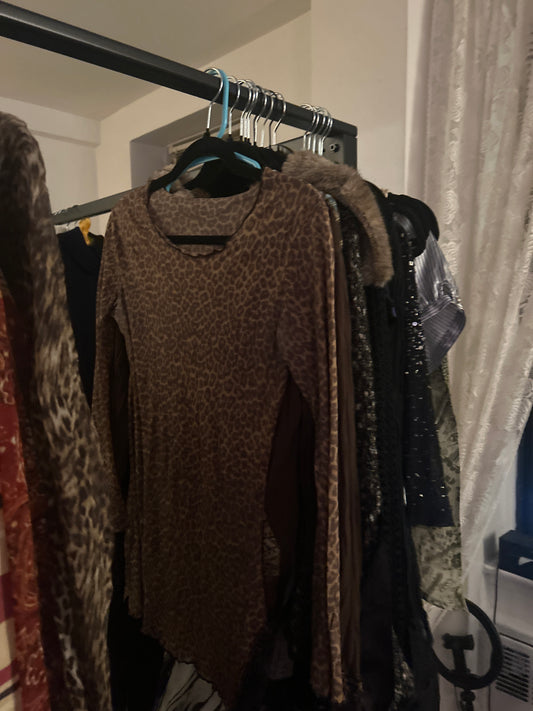 Sheer cheetah print long sleeve