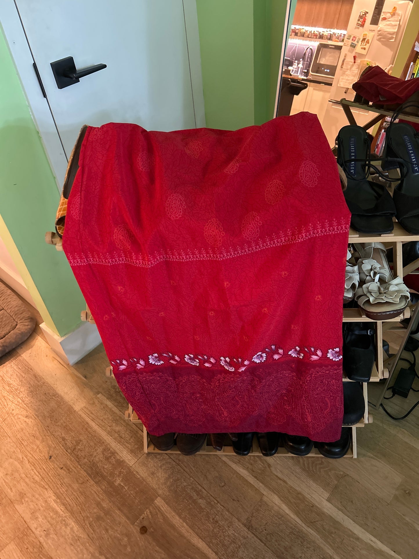 Red maxi Hawaiian skirt