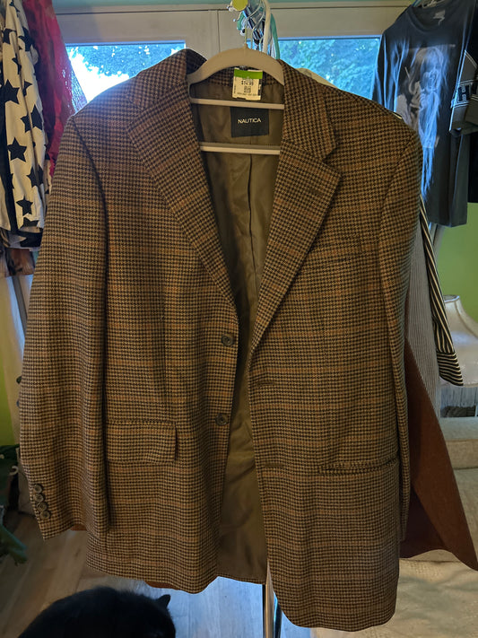 Nautical oversized houndstooth blazer