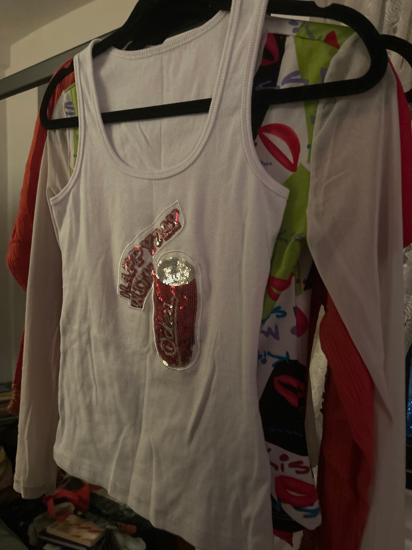 Happy day sequin tank top