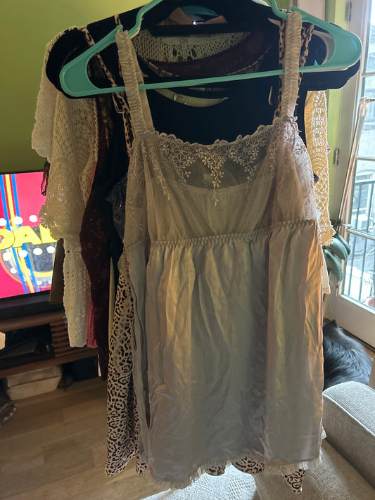 Satin tank with mesh top