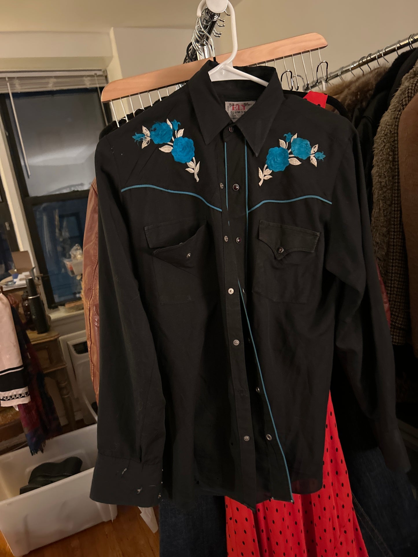Western shirt blue roses