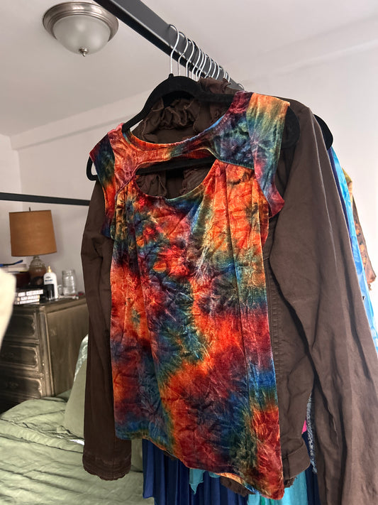 Color burst velvet top