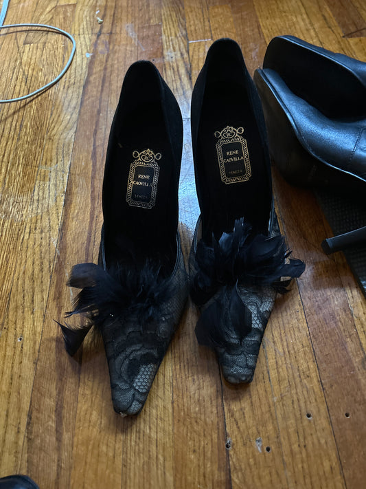 Lace feather heels JM 326