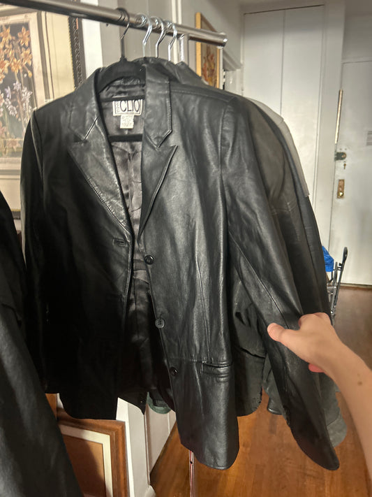 Clio black leather jacket