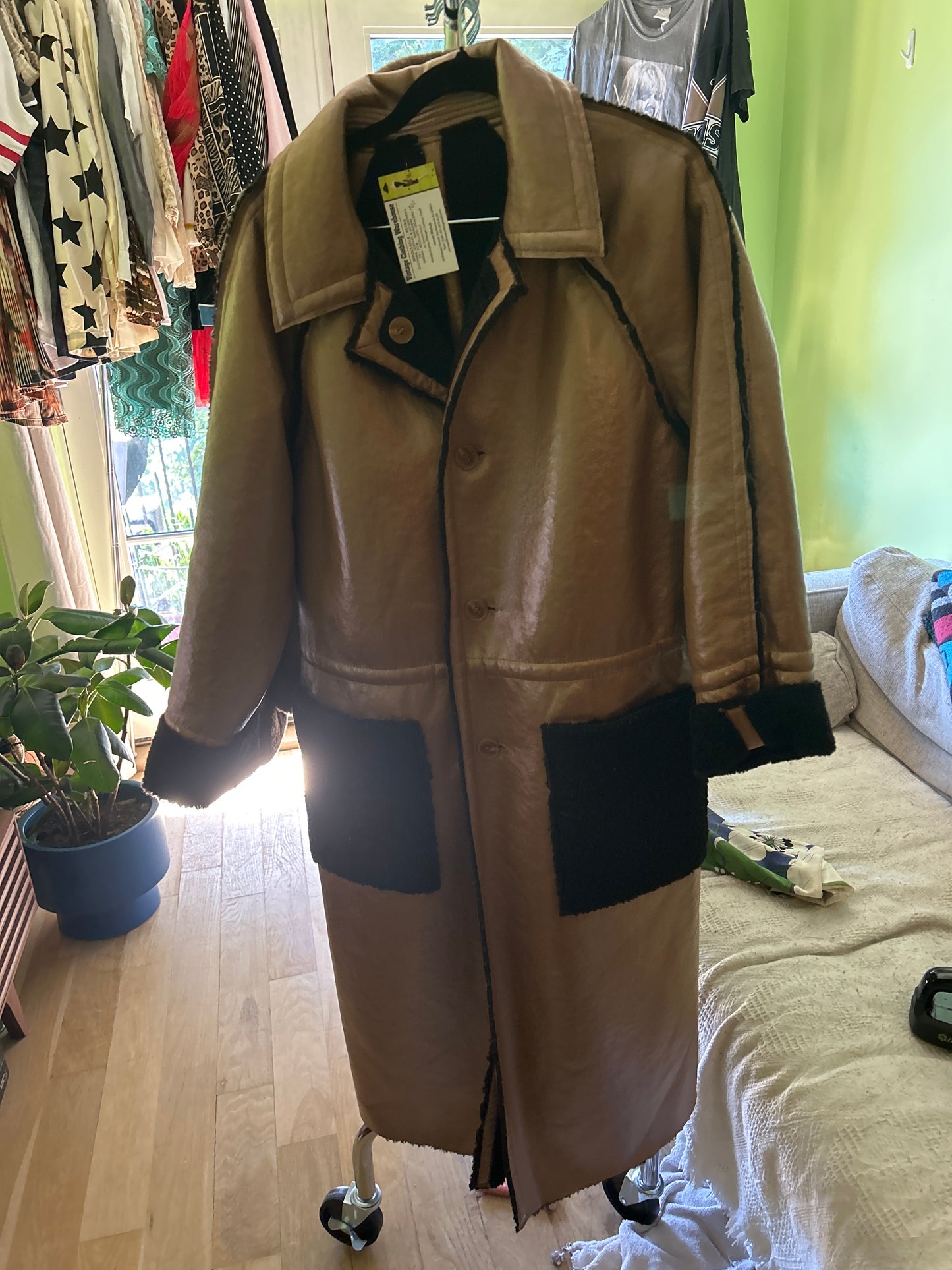 Full length brown and black coat