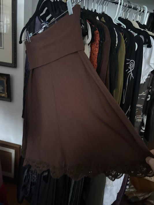 Brown foldover skirt