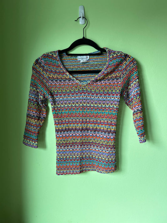 California rainbow knit top