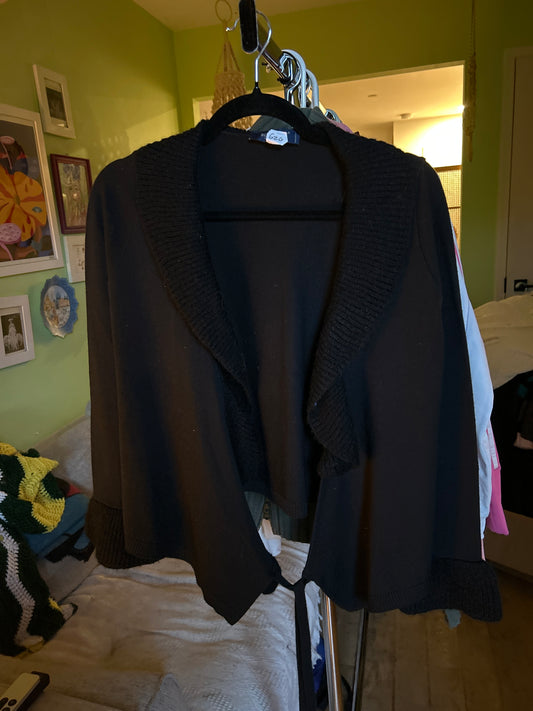 Black cardigan with knit details