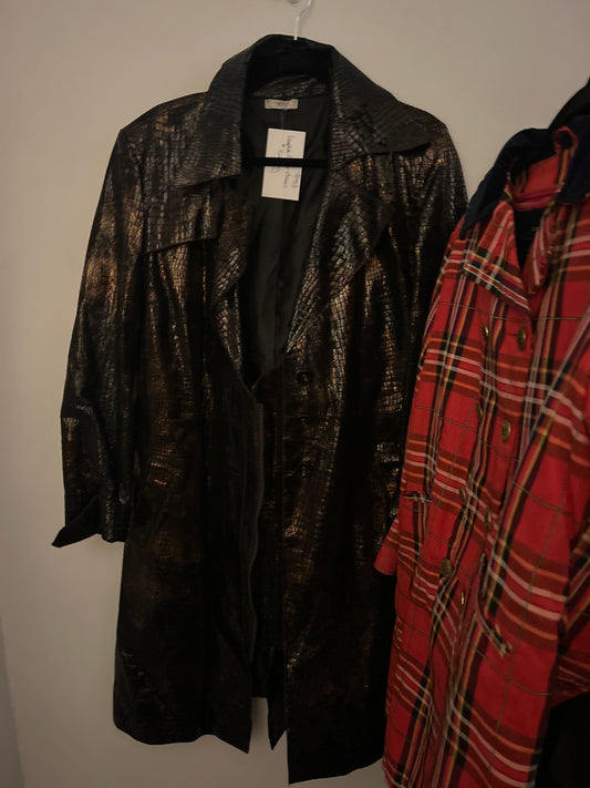JM brown leather coat croc 131