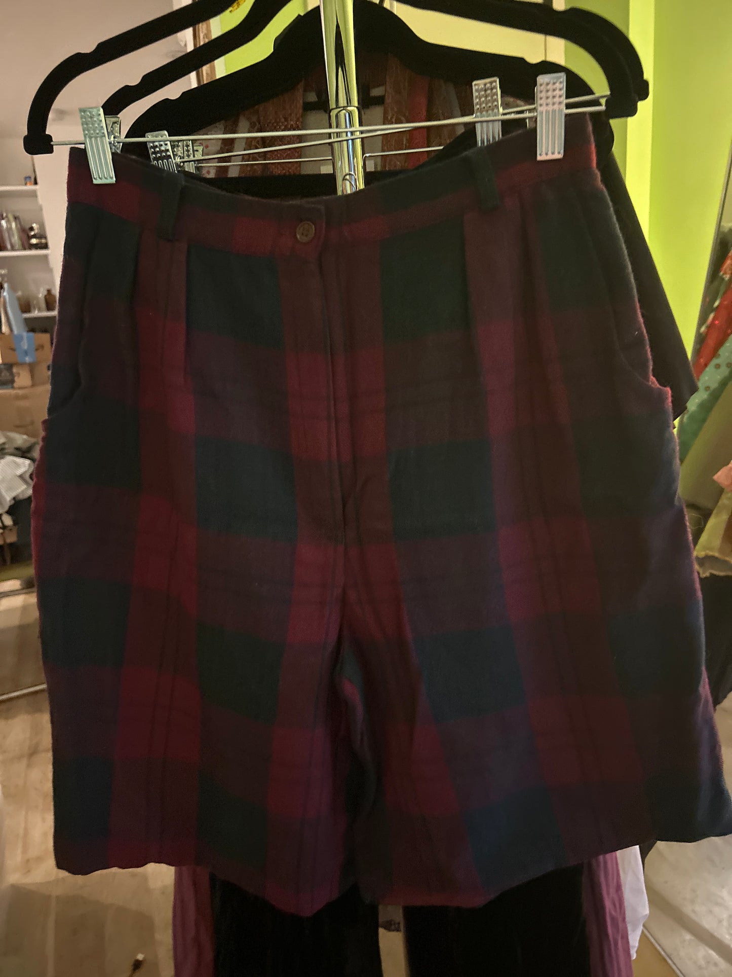Reg and green plaid shorts