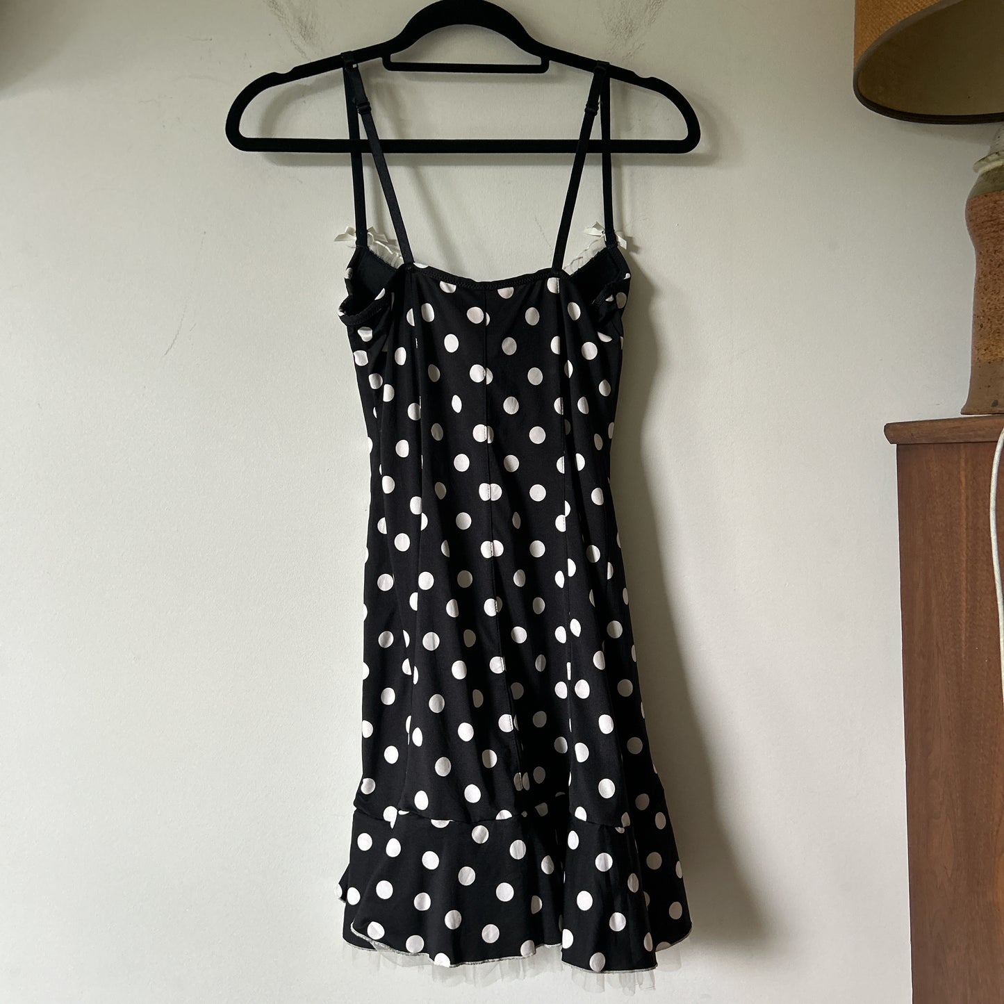 vintage Victoria's Secret black and white polka dot babydoll dress