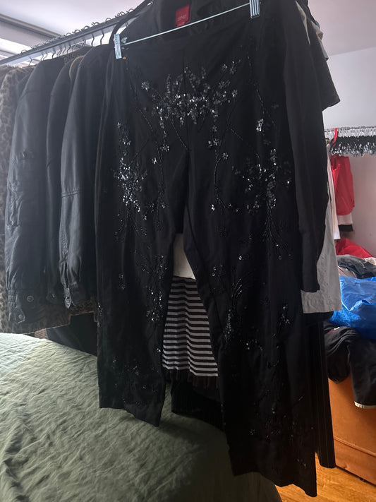 Black sequin trousers