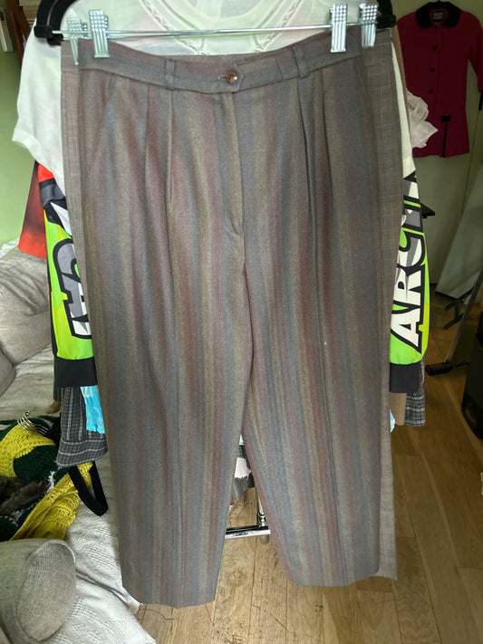 Blue/brown/red herringbone trousers