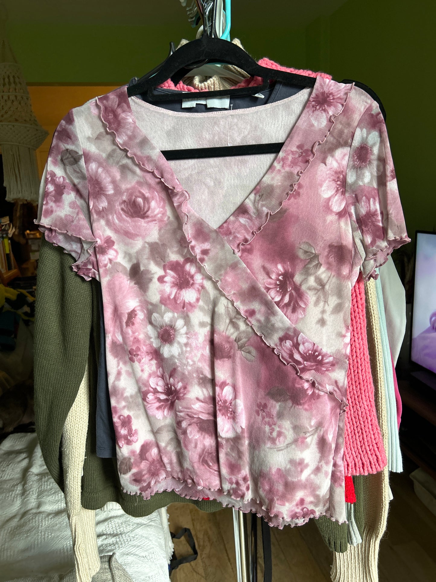 Purple/grey floral top