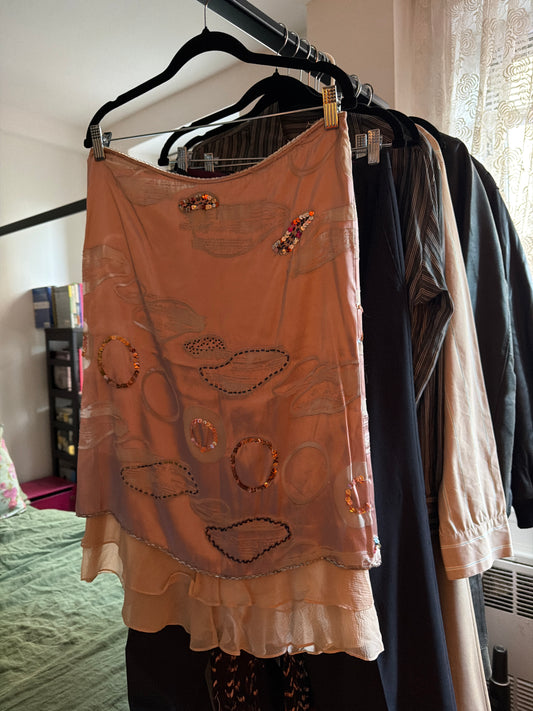 Pink silk skirt