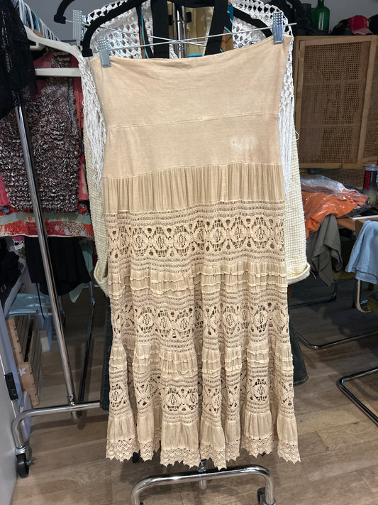 boho tiered skirt in sand