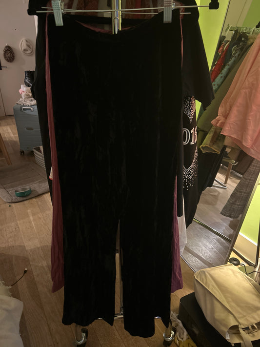 Black velvet trousers