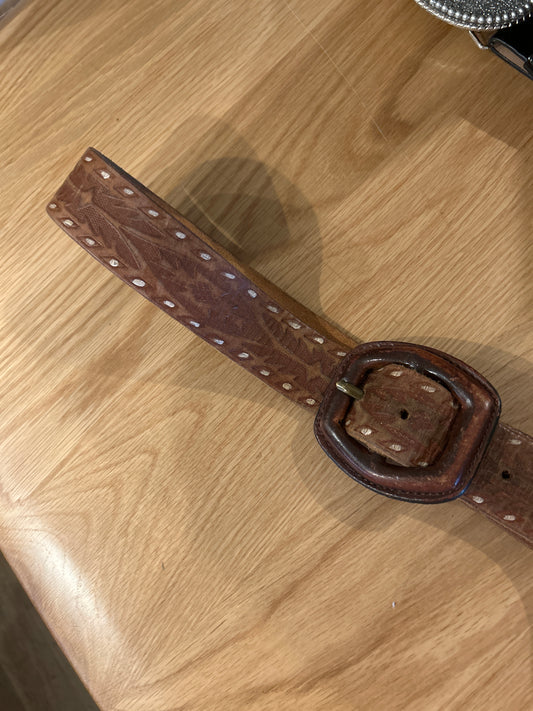 Leather belt thick buckle