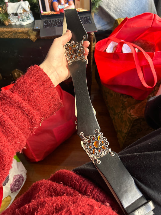 Black belt amber embellishment