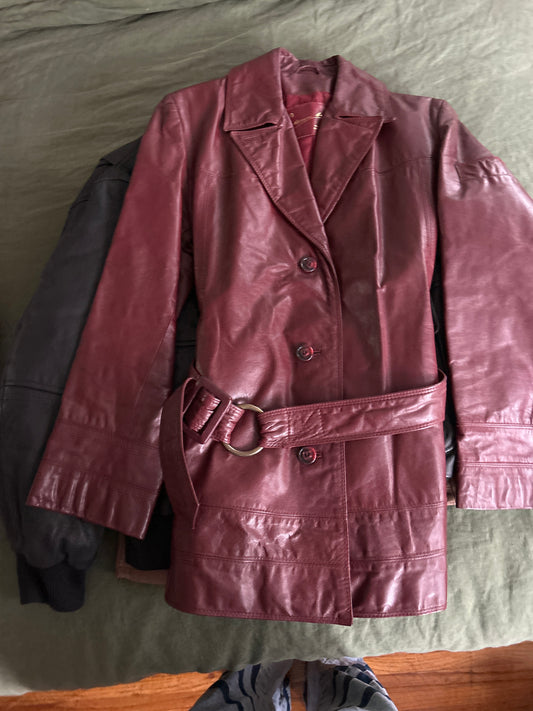 Etienne Aigner red leather trench 015043