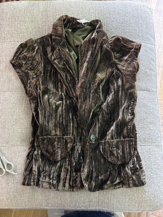 Crushed velvet short sleeve blazer
